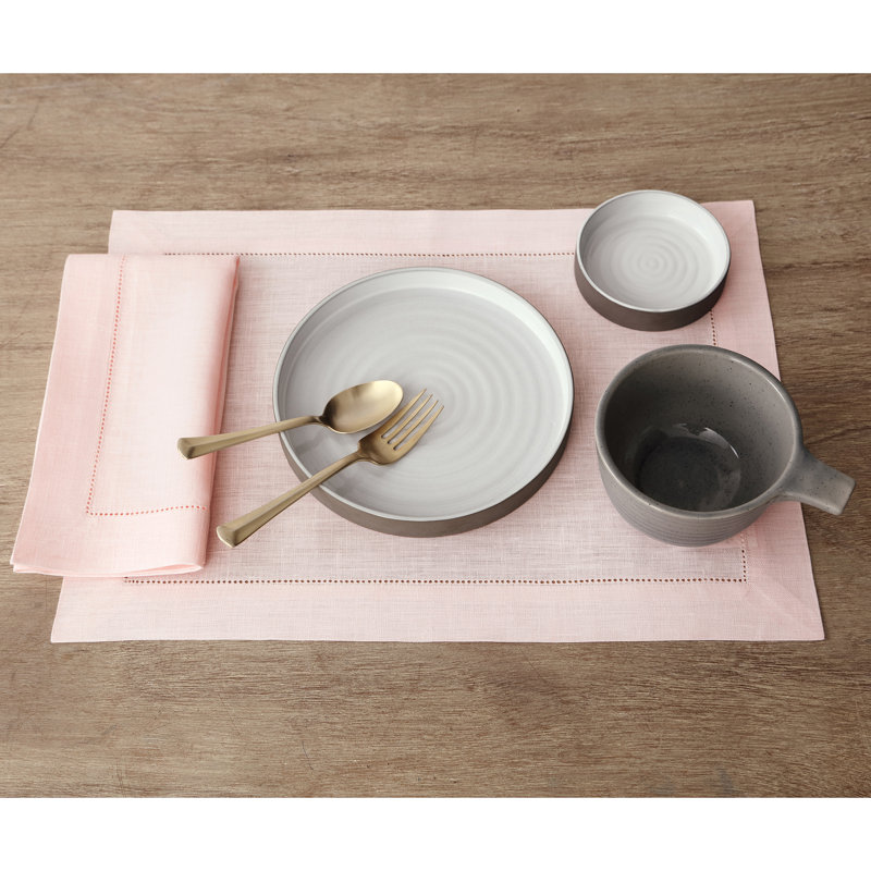 100% Pure Linen Hemstitch Dinner Napkins - Classic Hemstitch, Pink