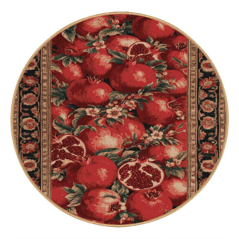 Machine Washable Persian Brown Area Rug, Round 6'