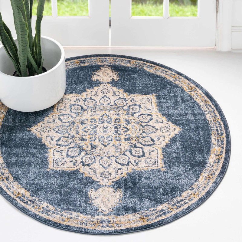 Tapis oriental bleu marine / beige Edelsten, Rectangle 4 pi 1 po x 6 pi 1 po