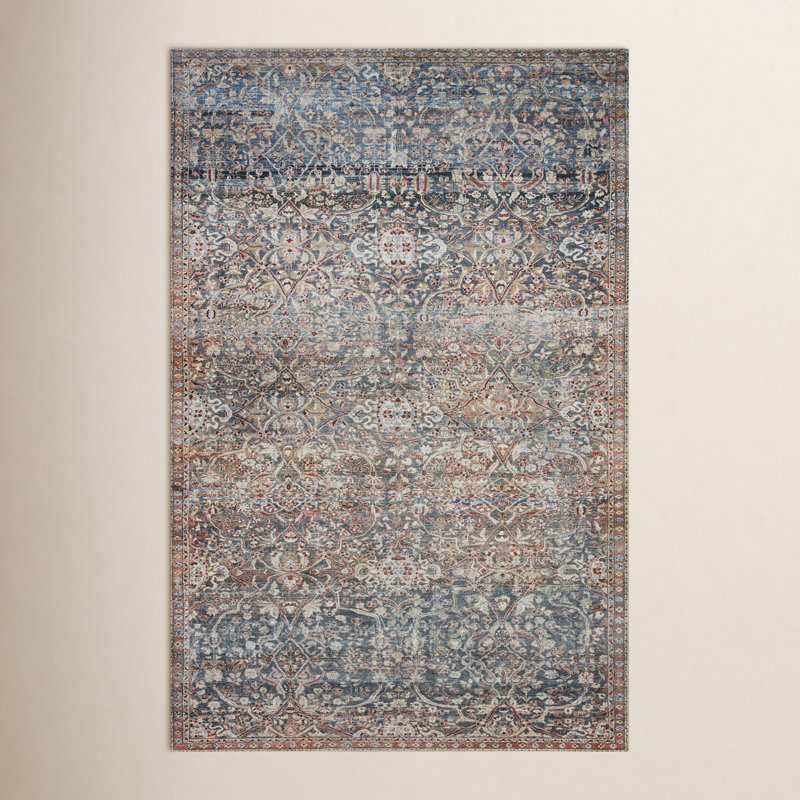 Chris Loves Julia x Loloi Jules Oriental Denim/Spice Area Rug, Rectangle 8'6" x 11'6"