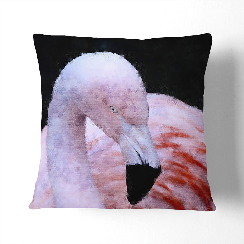 Pink Flamingo Vol.1 Painting Square Throw Cushion, 40cm H x 40cm W x 15cm D, Black