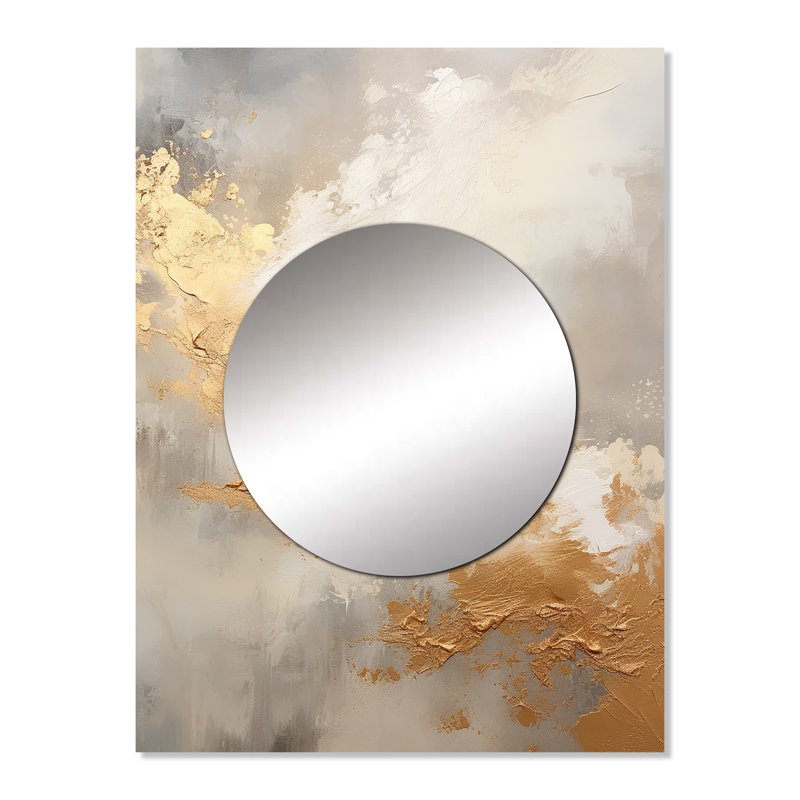 Lilas beige et or minimalisme tempêtes - grand miroir de tempêtes, miroir mural décoratif traditionnel, impression d'art en métal