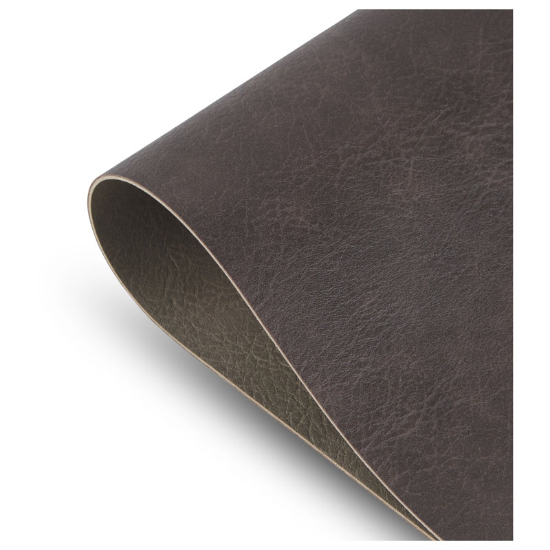 Ensemble de napperon réversible en cuir végétalien réversible 12 po x 18 po D mati, Florence gris brun