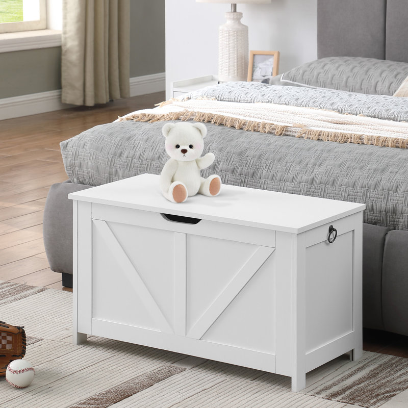 Banc blanc pour hall d'entrée, assemblage facile, grand intérieur, poignée en forme de U, support de rangement spacieux de 300 lb, attrait rétro, 2 charnières, option multi-usage rapide