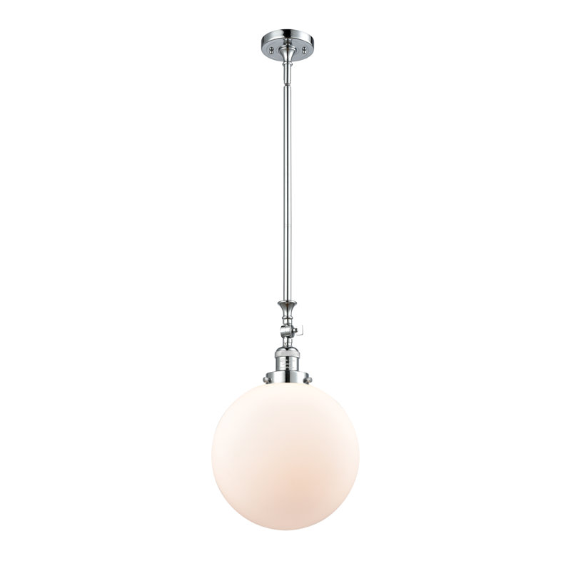 Clermont 1 - Light Single Pendant, Polished Chrome, Matte White, No Bulb Included