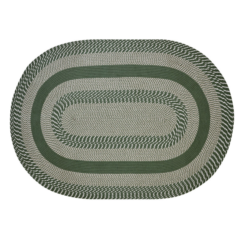 Rockridge Geometric 100% Polypropylene Indoor Braided Area Rug - Sage, 22" x 40" Oval
