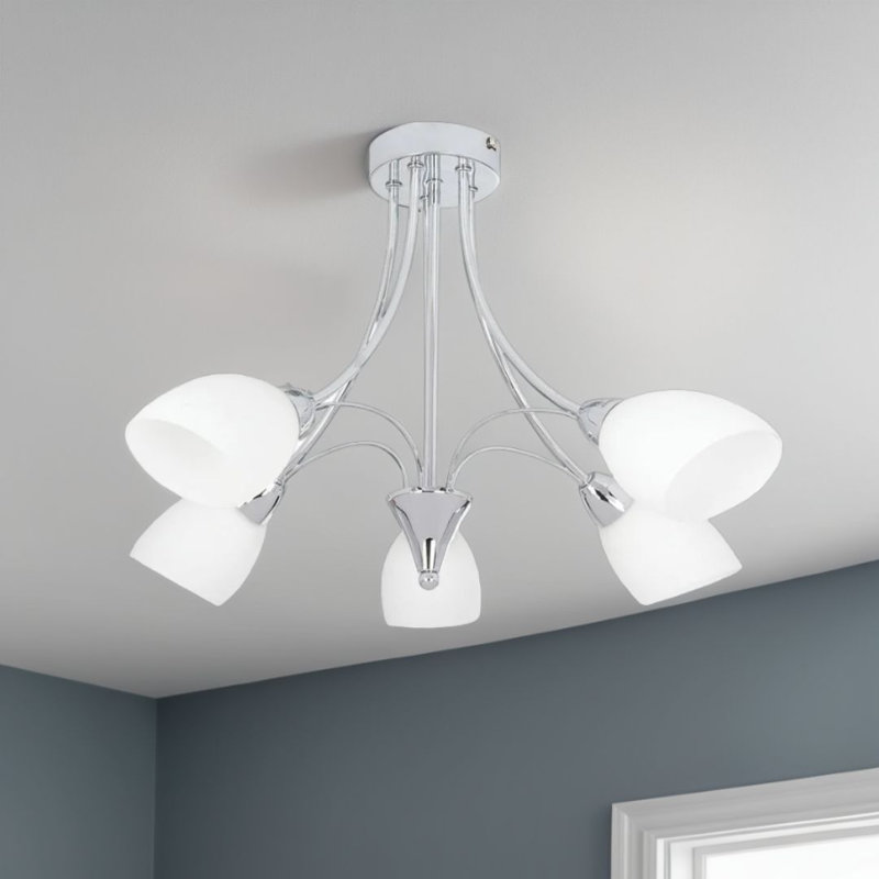 Northlake Glass Semi Flush Mount, Polished Chrome
