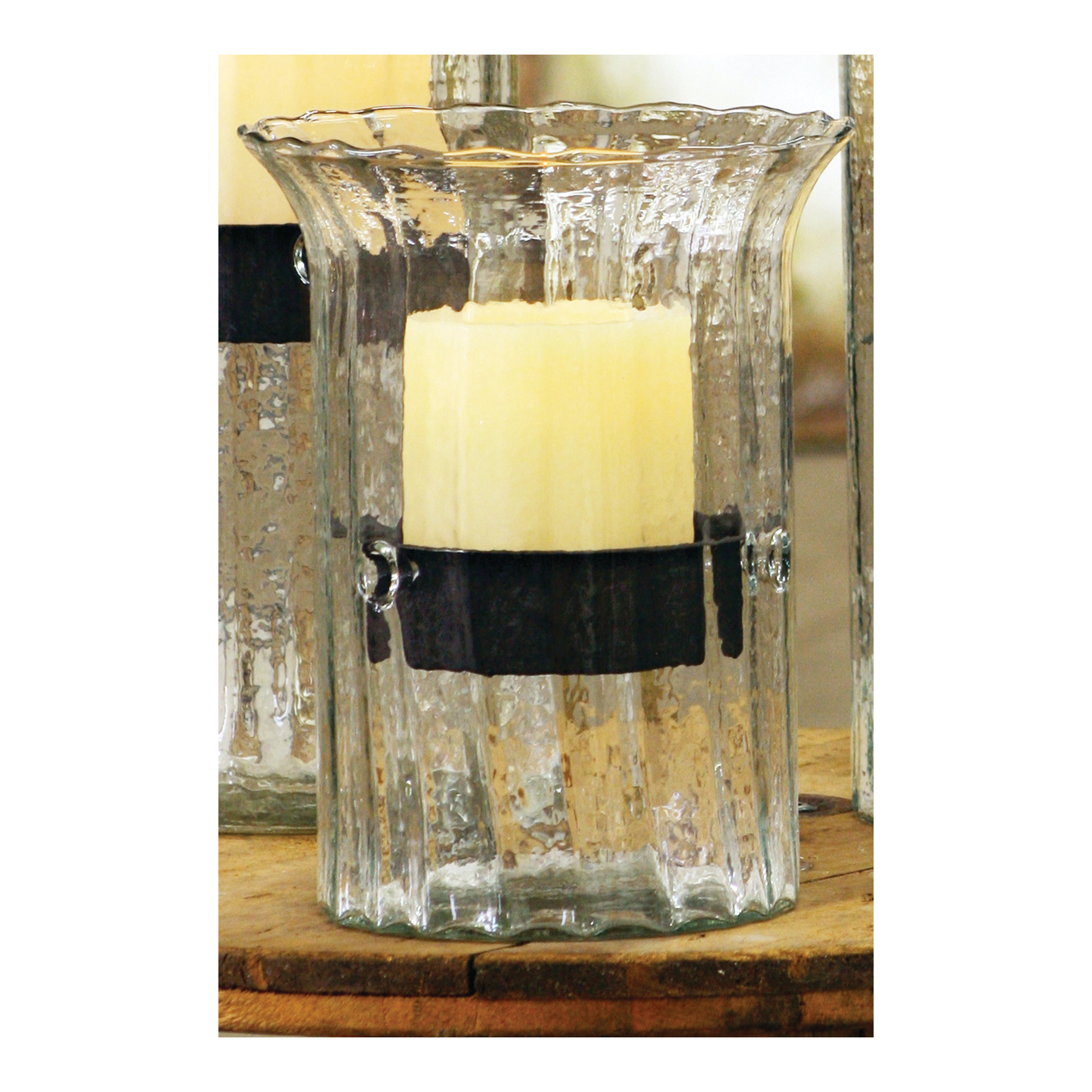 Willia Glass Tabletop Hurricane, 11" H x 7" W x 7" D