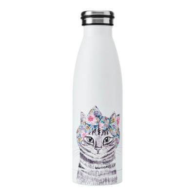 Mikasa x Tipperleyhill Cat Double-Walled Stainless Steel Water Bottle, 500ml