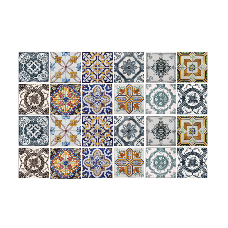 Garver Corfu Colorful Mediterranean Wall Tile Sticker Set - 15 x 15 cm (6 x 6 in)
