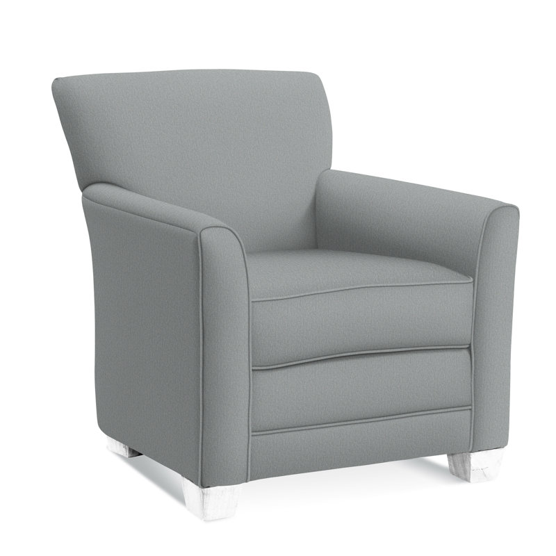 Buckley Armchair, Frost White Finish, Light Blue Performance Fabric; 0851-55