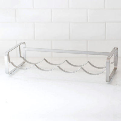 4 Bottle Tabletop Wine Bottle Rack in Silver