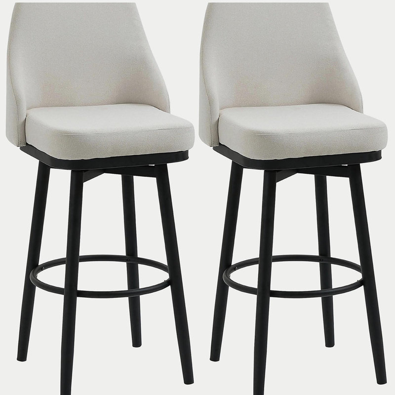 Tabourets de bar modernes pivotants à 360 °, chaises de cuisine rembourrées d'une hauteur de siège de 29,5 pouces avec pieds en acier (blanc crème, ensemble de 2)