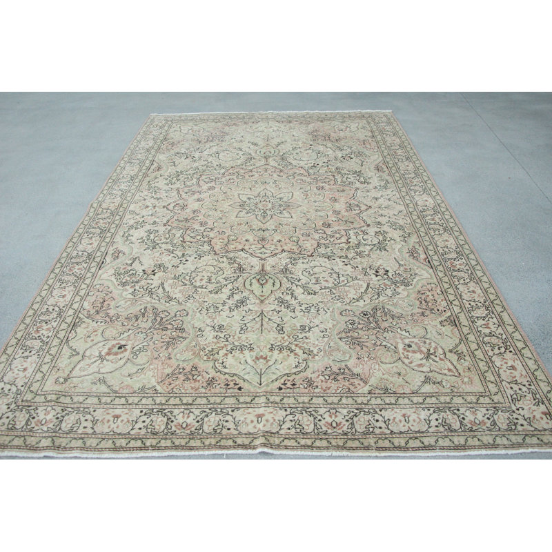 Grand grand tapis turc vintage Kayseri en laine verte pour salle à manger et plancher de dortoir avec un tissage à plat oriental de dinde nomade