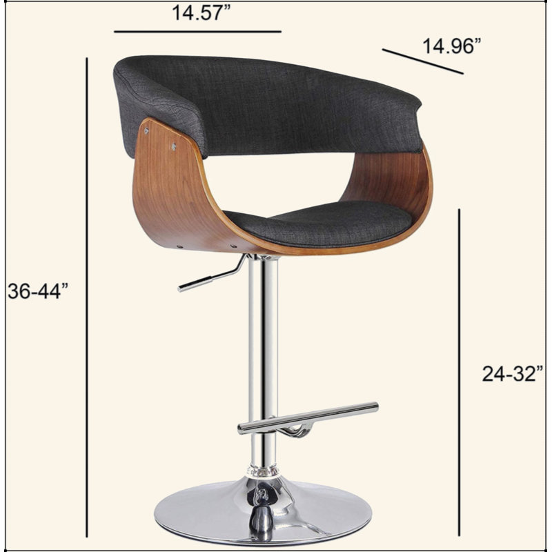 Tabouret de bar pivotant réglable en chêne vieilli avec accoudoirs