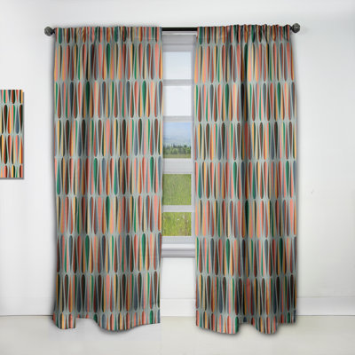 Retro Abstract Drops IX - Mid-Century Modern Blackout Curtain Single Panel