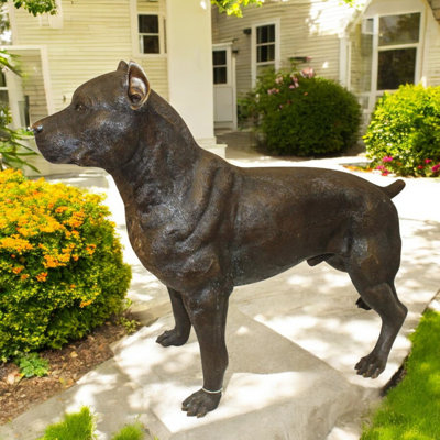Statue de Pit Pit Dog en bronze, sculpture de jardin en métal Heston parfaite pour les amoureux des chiens, L 33 po x l 11 po x H 26 po