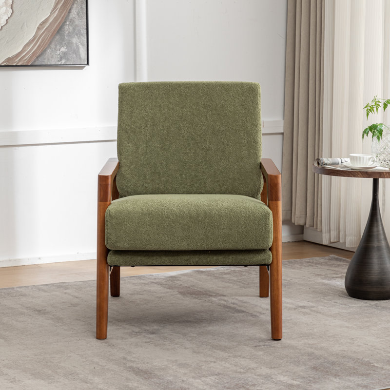 Mahinur 25'' Wide Upholstered Polyester Armchair, Green Polyester