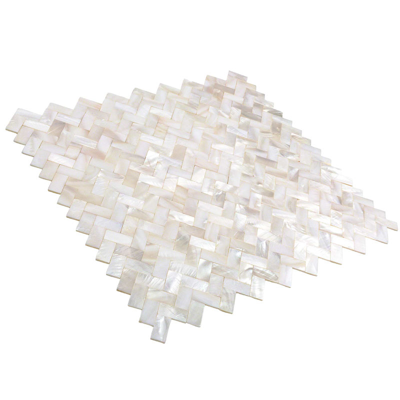 Serene .5x1 Herringbone Polished Pearl Mosaic Tile
