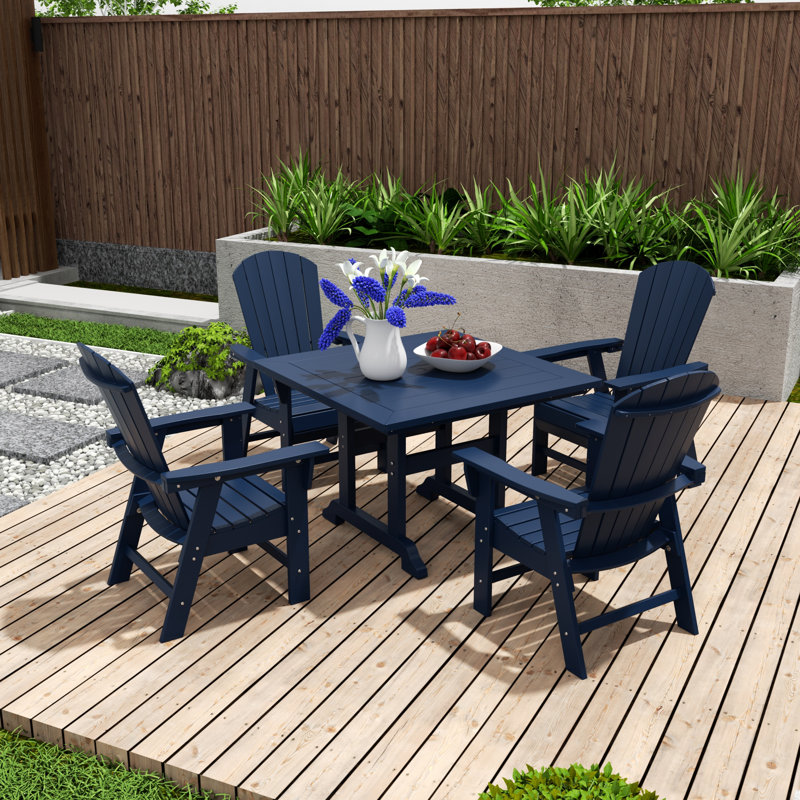 Altura 4 - Person Patio Dining Set with Square Table, Navy Blue