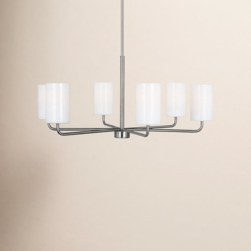 Lustre à 6 lumières Vincente, Nickel brossé, No