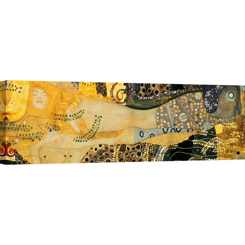 Water Serpents I (detail) by Gustav Klimt - Wrapped Canvas Painting, 40cm H x 120cm W x 4cm D
