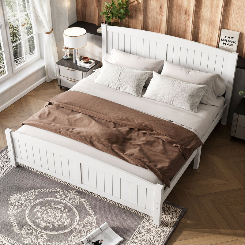 Lit plateforme, lit plateforme en bois massif avec lattes de soutien et structure solide, aucun sommier nécessaire