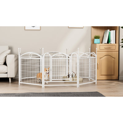 Metal Dog Playground, 24 Inch High, Foldable & Portable For Pets 48.4" Square Playpen, Waterproof Metal, Outdoor