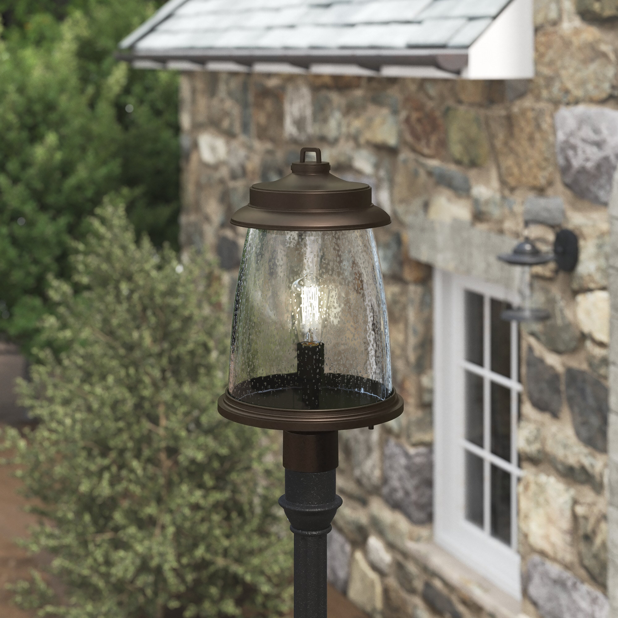 Cedrick Seeded Metal Outdoor Lantern Head, Antique Bronze