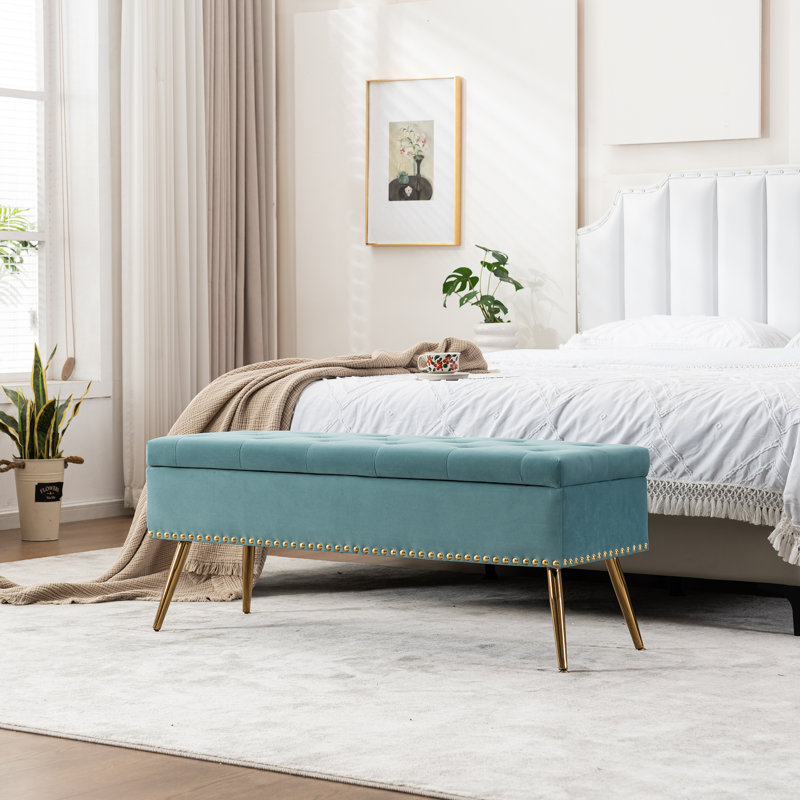 Storage Bench, Green, 18" H x 46" W x 15.5" D