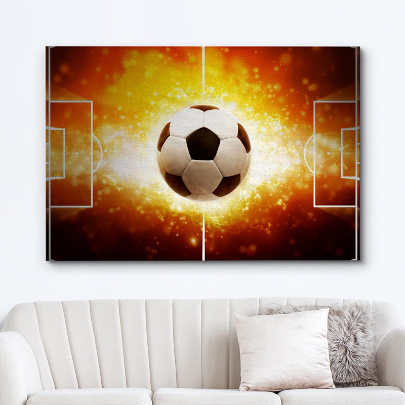 Décoration de salle de soccer pour garçons, ballon de soccer brûlant et brûlant, H 16 po x l 24 po