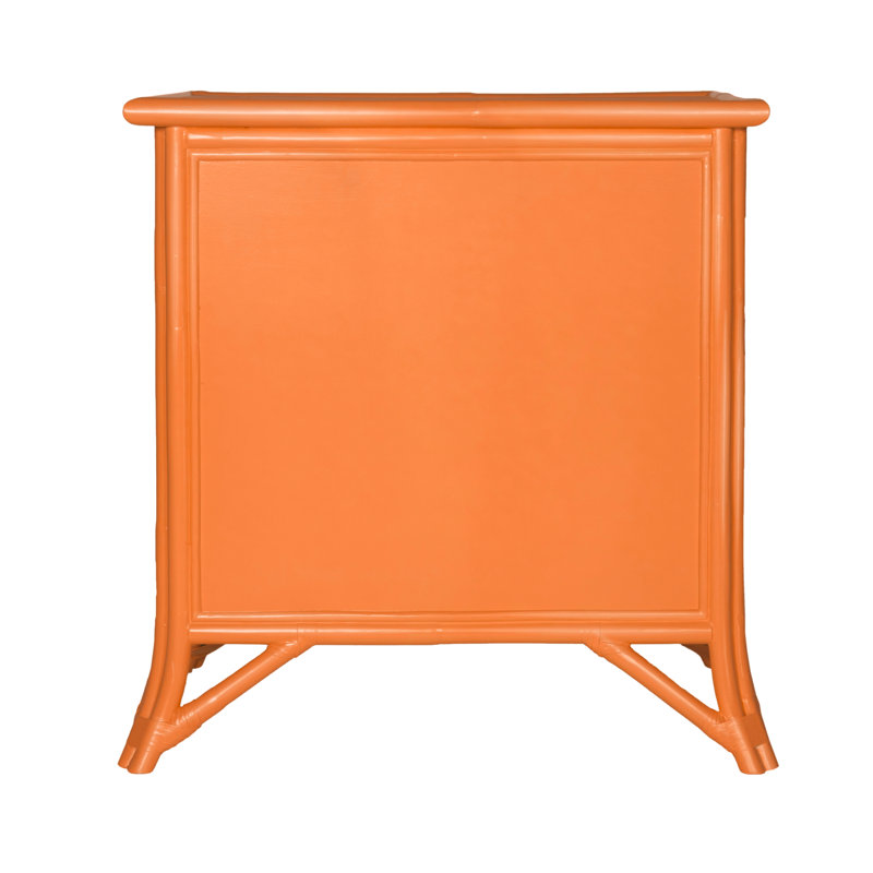 1 - Drawer Rattan Nightstand, Citrus Orange