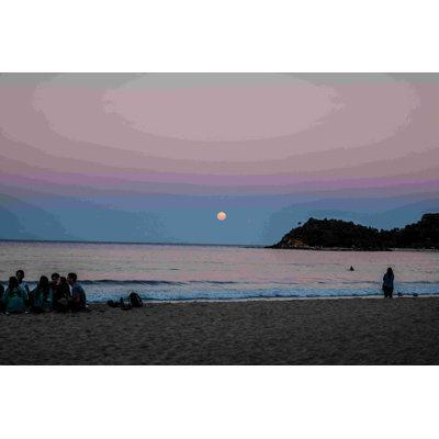Mauve coucher de soleil sur la plage - peinture sur toile tendue