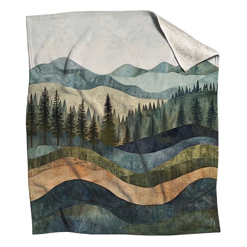 Layered Mountain Landscape Blankets, 50in W x 60in H