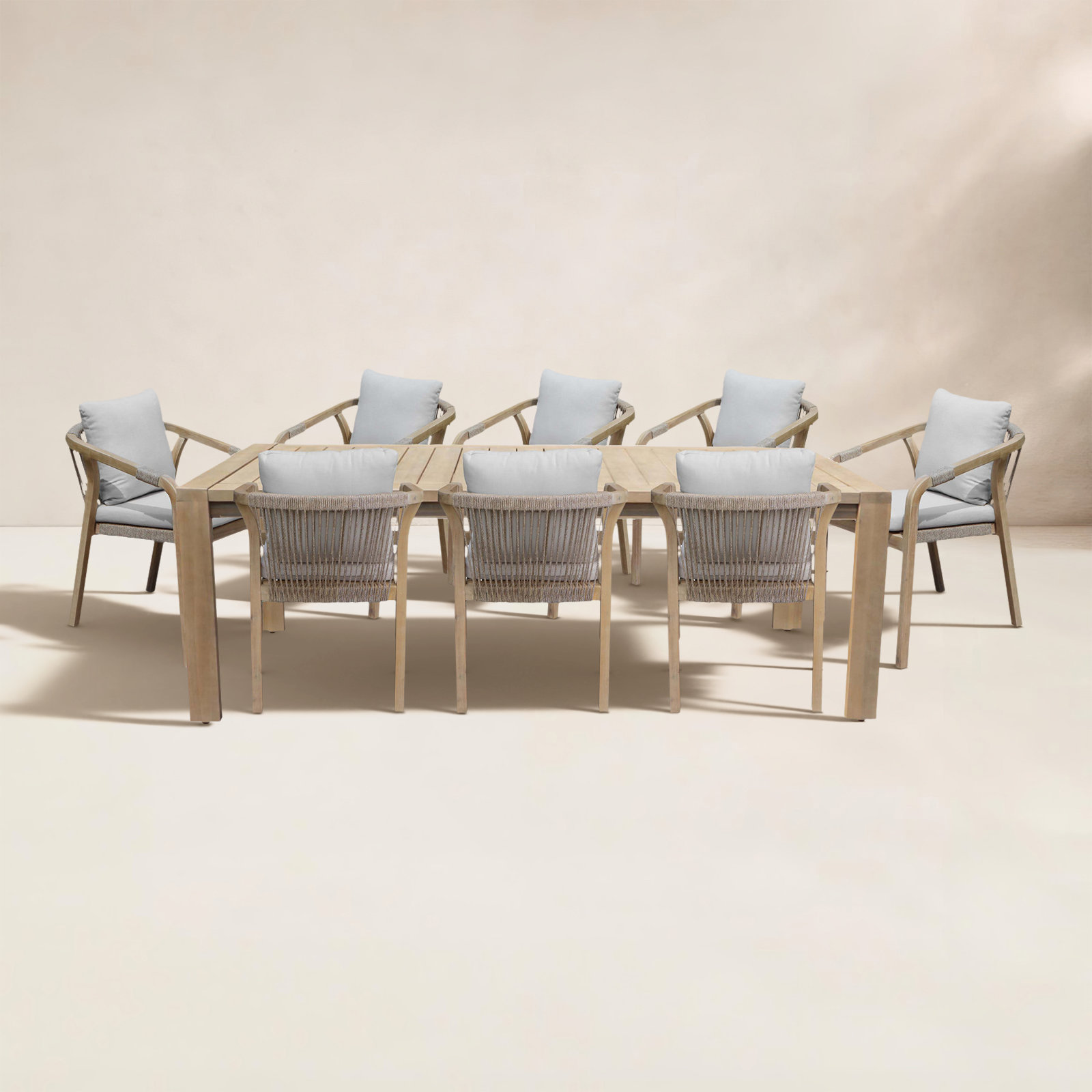Joly 87" Acacia Patio Dining Set, Brown