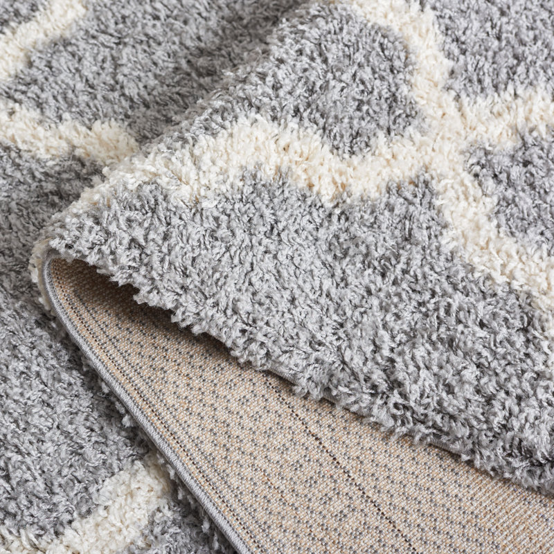 Tapis à poil long en tissu performance à motif géométrique Alonnah, Rectangle 10 pi x 14 pi