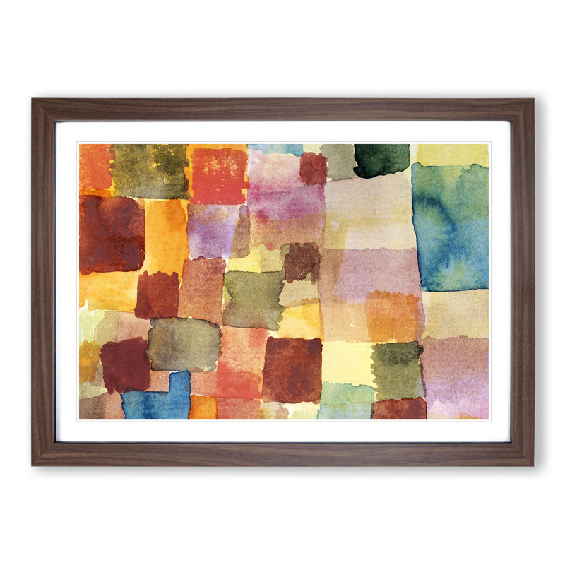 Squares by Paul Klee - Picture Frame Painting, 36cm H x 48cm W x 2cm D, Walnut