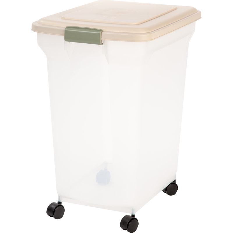 White Airtight Plastic Pet Food Storage Container with Wheels