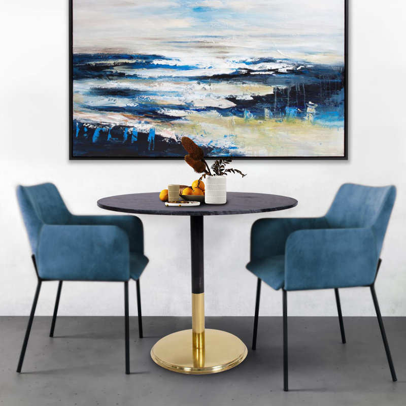 Micca Marble End Table, Black, Gold/Black