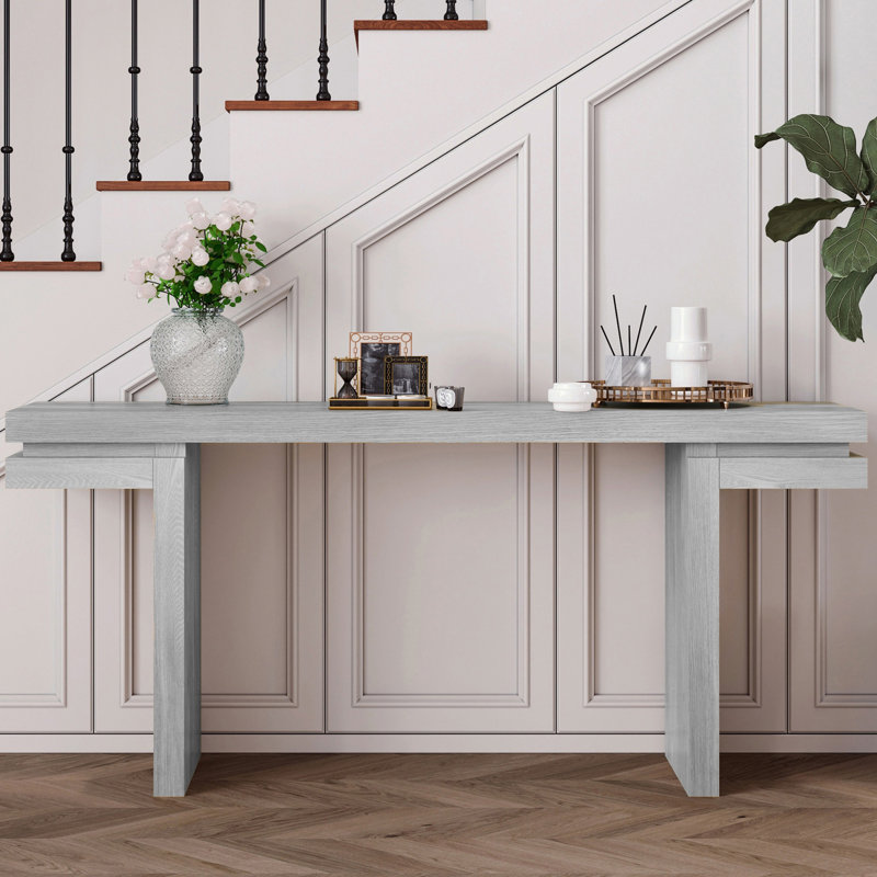 Extra Long Farmhouse Console Table For Entryway, Gray