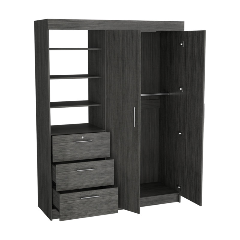 Commode combinée 59 po à trois tiroirs gris