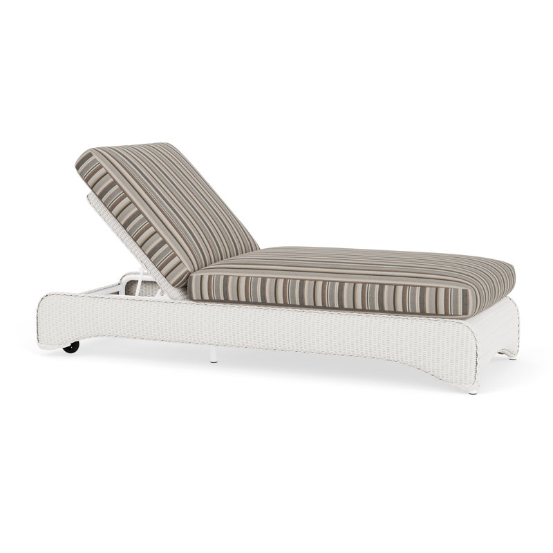Loom Outdoor Chaise Lounge, White, Beach Navy