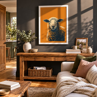 Warm Gaze Sheep Modern - Framed Print