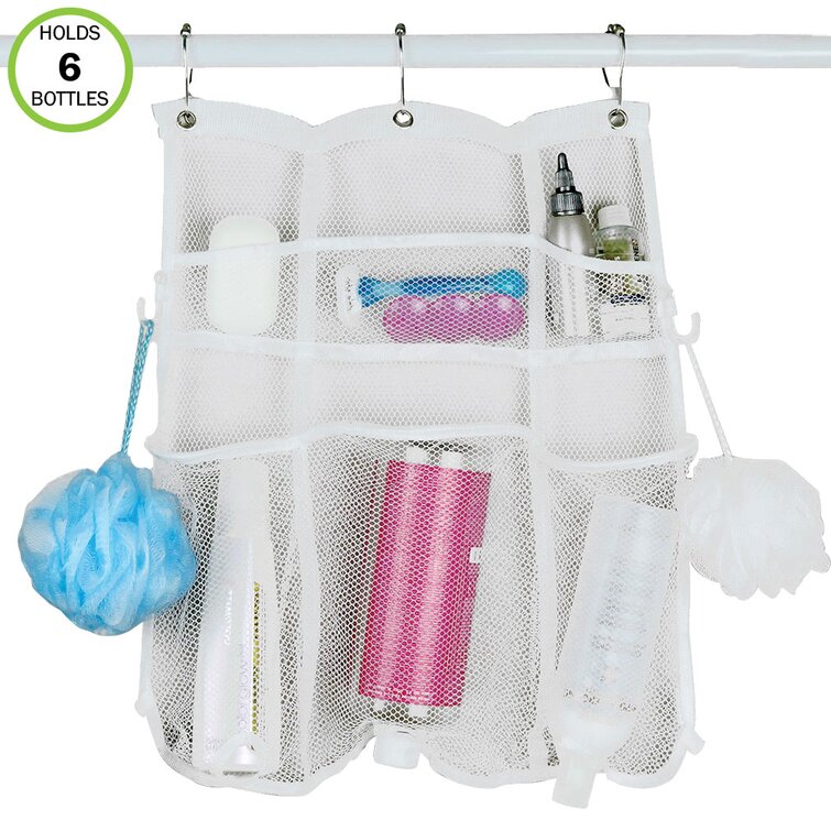 Evelots Mesh Shower Caddy-6 Pockets-Hooks for Brushes-Holes For Bottle