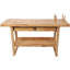 Établi professionnel 60 po en bois d'hévéa massif avec 2 tiroirs, tablette ouverte, finition naturelle pour garage, atelier de menuiserie et utilisation domestique