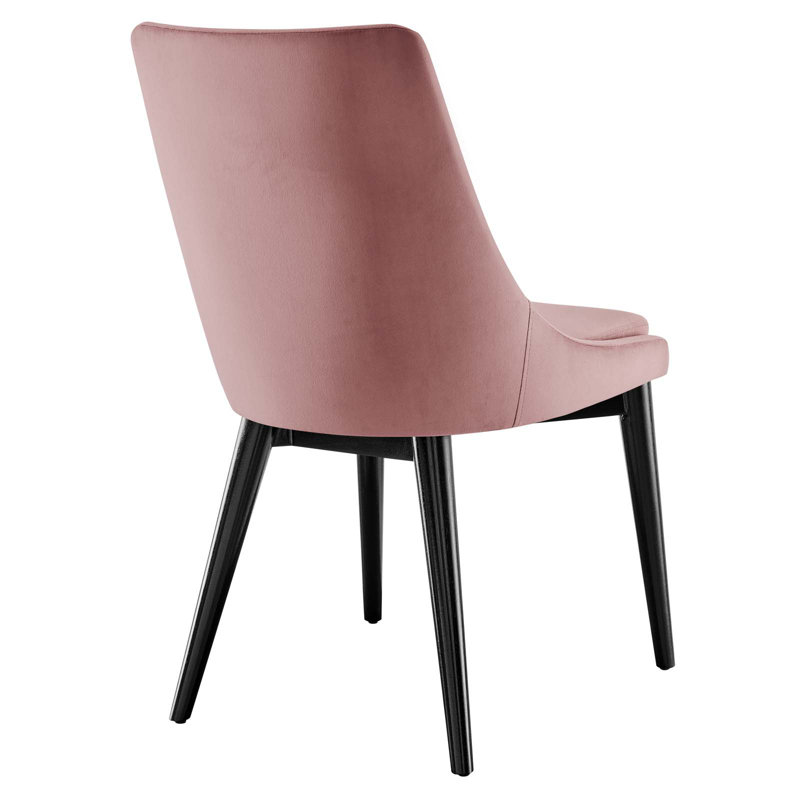 Dusty Rose Velvet & Wood Vintage Modern Dining Chair