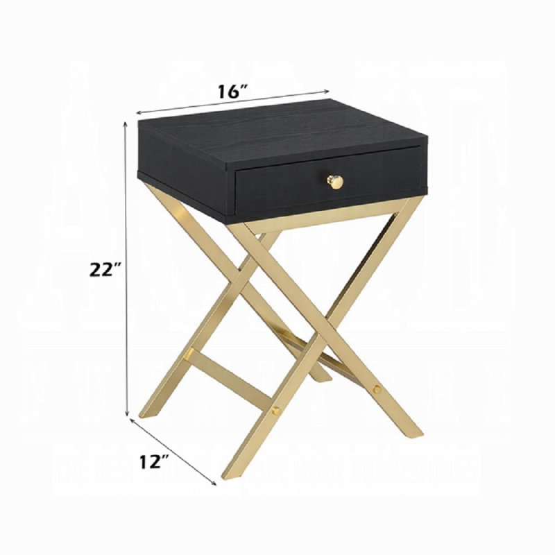 Witt Accent Table, Black, Gold
