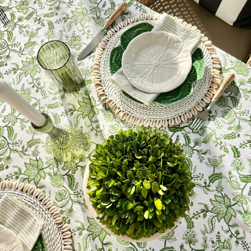 Green Chintz Tablecloth, 60" Square