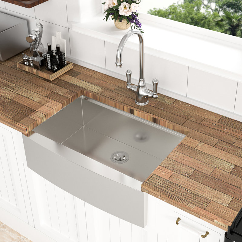 30" Stainless Steel Workstation Sink - 21X9 Inch, Condensation Coating Applied Apron Front Kitchen Steel, Functional