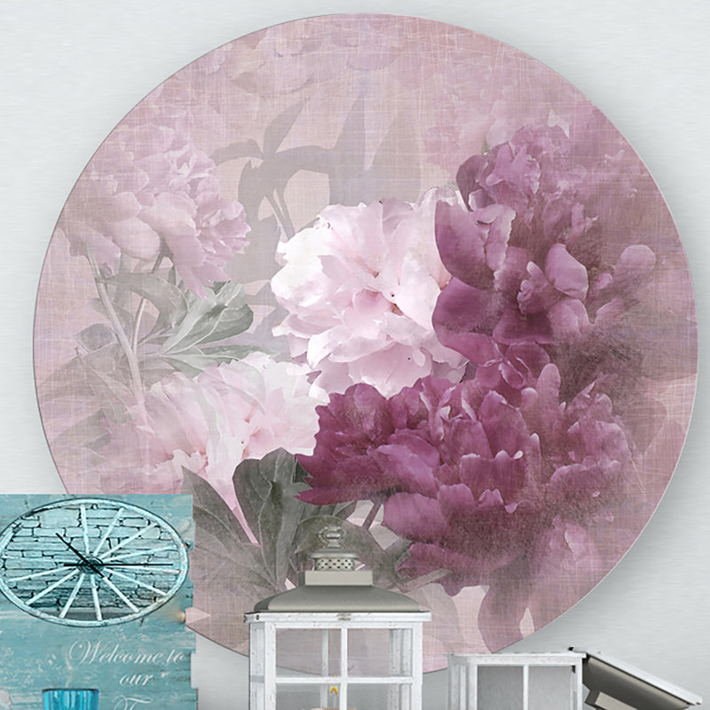 Art mural rétro, fleurs mauves et roses rétro II, H 11 po x l 11 po x p 1 po